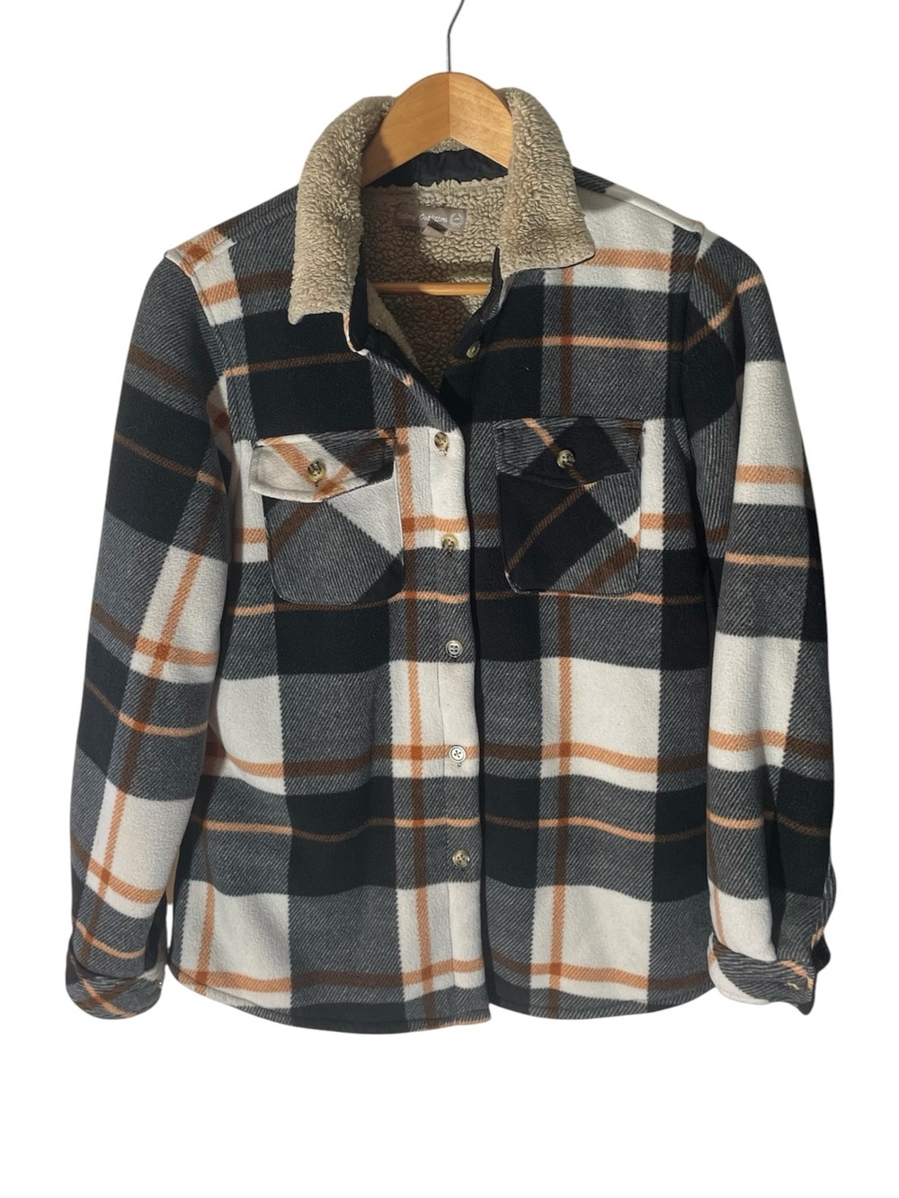 C38- Victory Outfitters Medium Med Sherpa-Lined Plaid Shacket